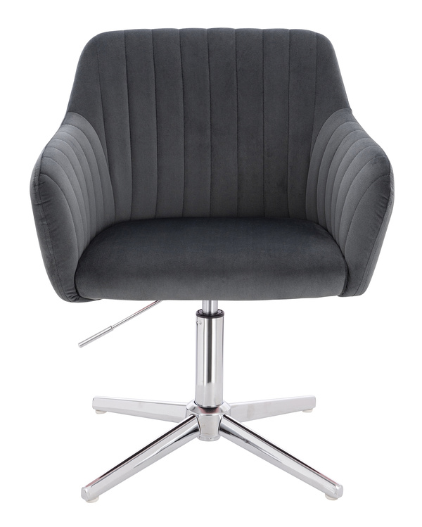 FOTEL HR190CROSS GRAFITOWY WELUR CHROMOWANA PODSTAWA