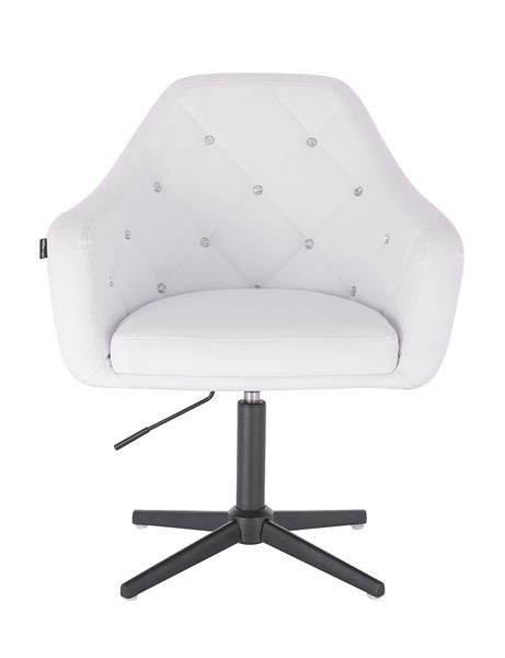 FOTEL HR830 BIAŁA SKÓRA CROSS CZARNY MAT