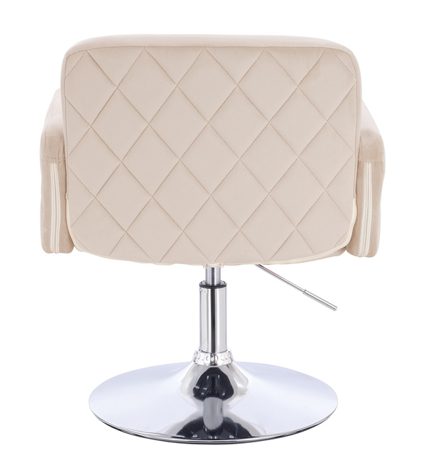 FOTEL HR802N KREMOWY WELUR CHROMOWANA PODSTAWA