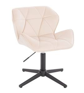 FOTEL HR111CROSS KREMOWY WELUR CZARNA PODSTAWA