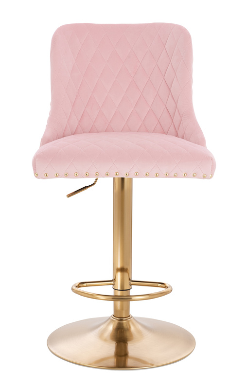 FOTEL HR940W PUDROWY RÓŻ WELUR ZŁOTA PODSTAWA