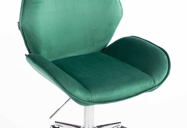 FOTEL HR350K BUTELKOWA ZIELEŃ WELUR CHROMOWANA PODSTAWA