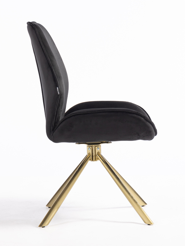 FOTEL HR350 PAJĄK CZARNY WELUR ZŁOTA PODSTAWA