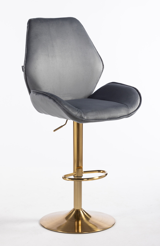 FOTEL HR350W GRAFITOWY WELUR ZŁOTA PODSTAWA