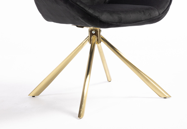 FOTEL HR350 PAJĄK CZARNY WELUR ZŁOTA PODSTAWA