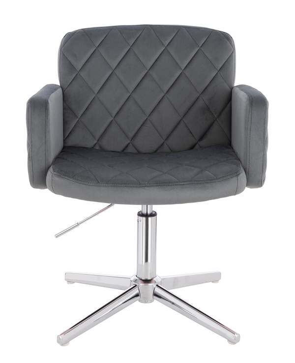 FOTEL HR802CROSS GRAFITOWY WELUR CHROMOWANA PODSTAWA