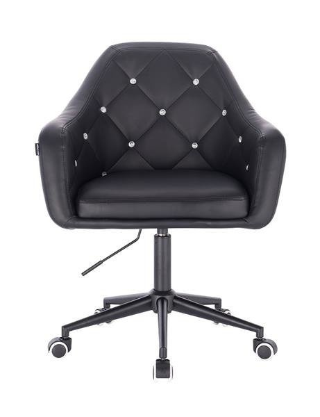 FOTEL HR830 CZARNA SKÓRA CZARNY MAT KÓŁKA