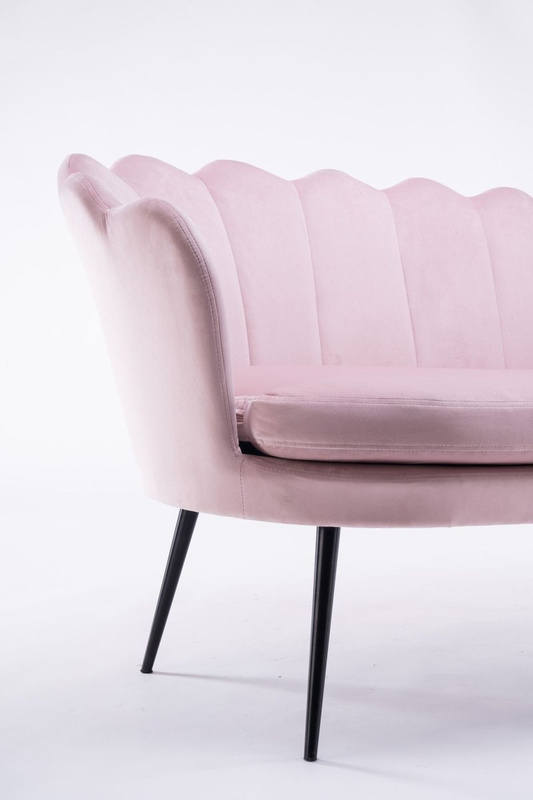 SOFA FREY PUDROWY RÓŻ CZARNE NOGI