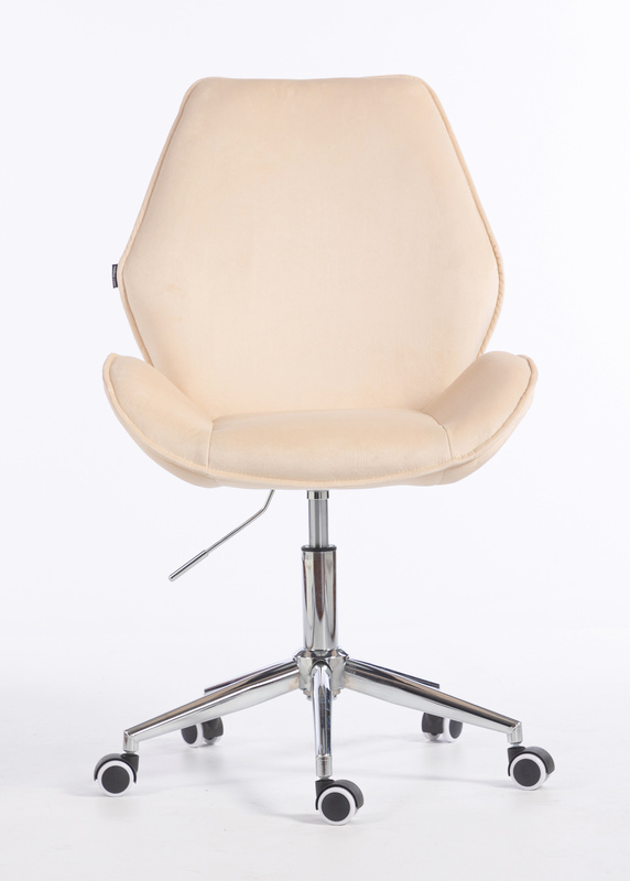 FOTEL HR350K KREMOWY WELUR CHROMOWANA PODSTAWA