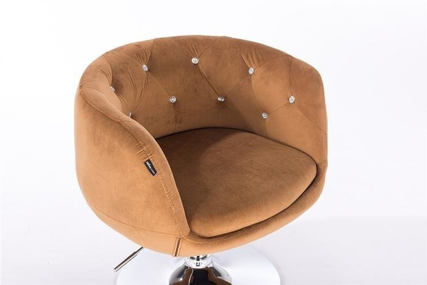 FOTEL HR333CROSS MIODOWY WELUR CHROMOWANA PODSTAWA