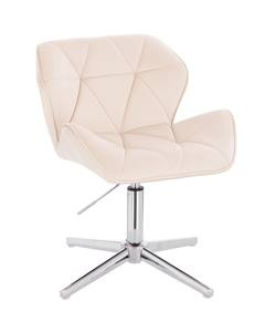 FOTEL HR111CROSS KREMOWY WELUR CHROMOWANA PODSTAWA