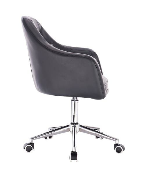 FOTEL HR830 CZARNA SKÓRA CHROM KÓŁKA