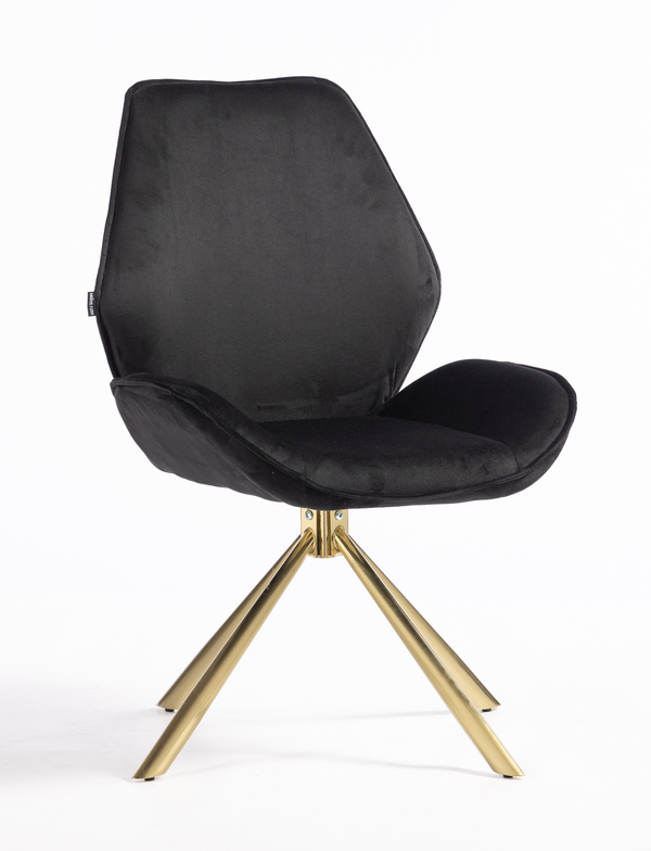 FOTEL HR350 PAJĄK CZARNY WELUR ZŁOTA PODSTAWA