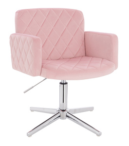 FOTEL HR802CROSS PUDROWY RÓŻ WELUR CHROMOWANA PODSTAWA