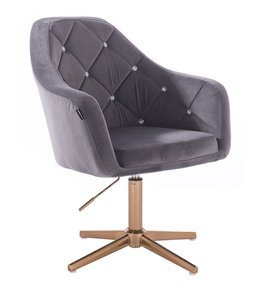 FOTEL HR830CROSS GRAFITOWY WELUR ZŁOTA PODSTAWA