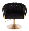 FOTEL HR750N CZARNY WELUR ZŁOTA PODSTAWA