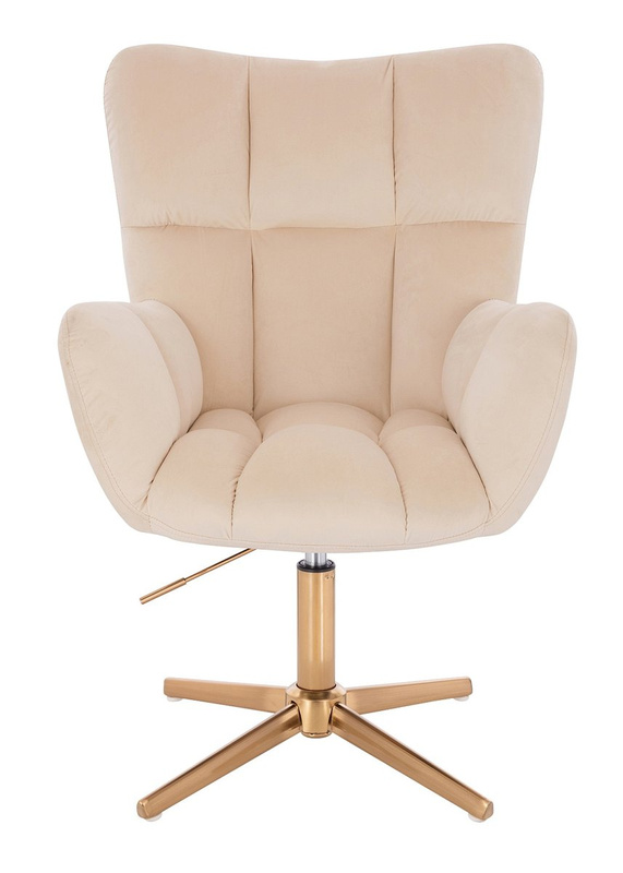 FOTEL HR650CROSS KREMOWY WELUR ZŁOTA PODSTAWA