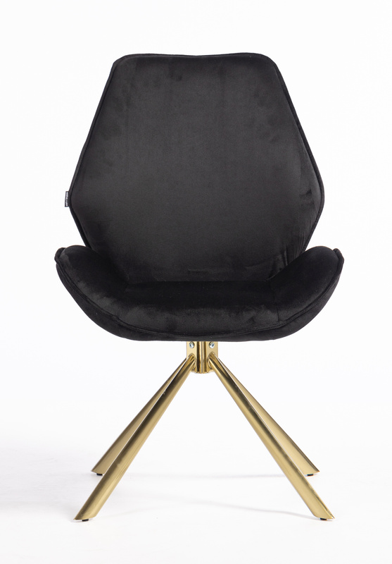 FOTEL HR350 PAJĄK CZARNY WELUR ZŁOTA PODSTAWA