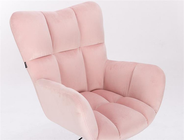 FOTEL HR650CROSS PUDROWY RÓŻ WELUR ZŁOTA PODSTAWA