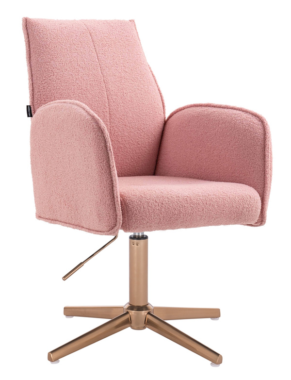 FOTEL HR280CROSS PUDROWY RÓŻ BARANEK ZŁOTA PODSTAWA