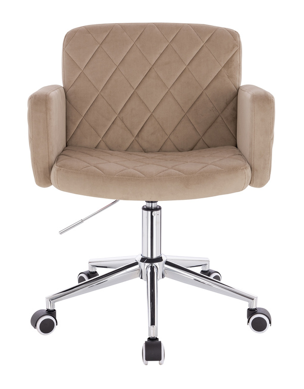 FOTEL HR802K LATTE WELUR CHROMOWANA PODSTAWA