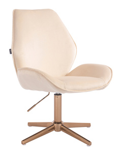 FOTEL HR350CROSS KREMOWY WELUR ZŁOTA PODSTAWA