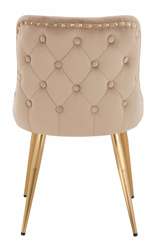 HR940 KRZESŁO ZŁOTE NOGI LATTE WELUR