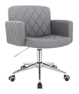 FOTEL HR802K SZARY CHROMOWANA PODSTAWA