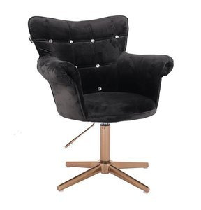 FOTEL HR804CCROSS CZARNY WELUR ZŁOTA PODSTAWA