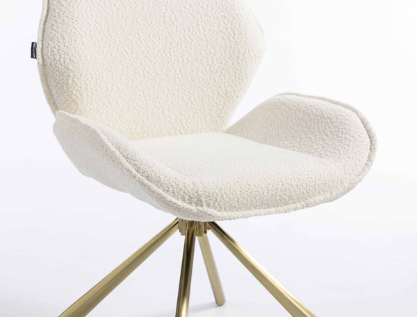 FOTEL HR350 PAJĄK KREMOWY BARANEK ZŁOTA PODSTAWA