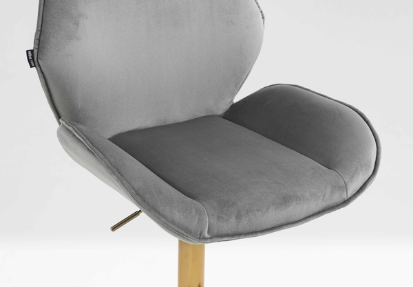 FOTEL HR350KW STALOWY WELUR ZŁOTA PODSTAWA