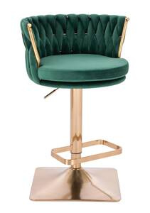 FOTEL HR450KW BUTELKOWA ZIELEŃ WELUR ZŁOTA PODSTAWA