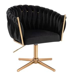 FOTEL HR750CROSS CZARNY WELUR ZŁOTA PODSTAWA