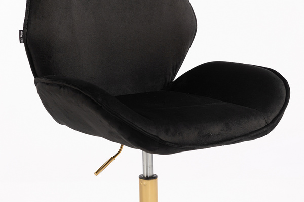 FOTEL HR350N CZARNY WELUR ZŁOTA PODSTAWA