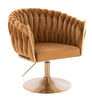 FOTEL HR750N MIODOWY WELUR ZŁOTA PODSTAWA