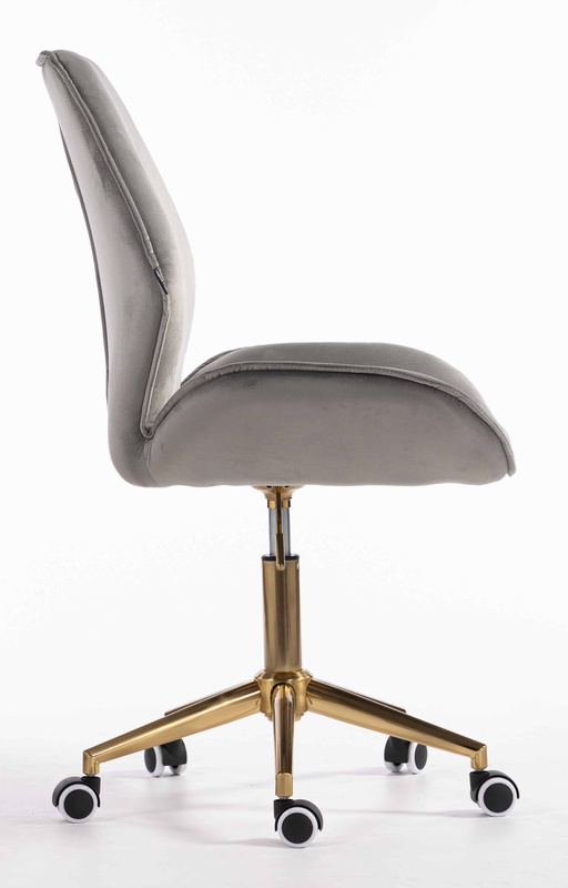 FOTEL HR350K STALOWY WELUR ZŁOTA PODSTAWA