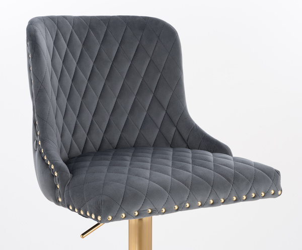 FOTEL HR940N GRAFITOWY WELUR ZŁOTA PODSTAWA