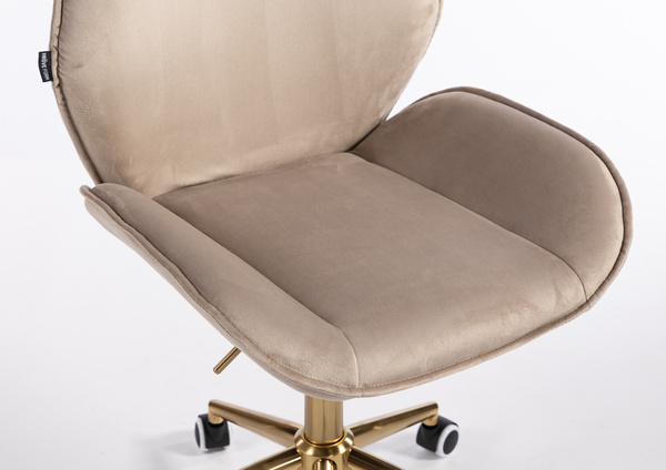 FOTEL HR350K LATTE WELUR ZŁOTA PODSTAWA