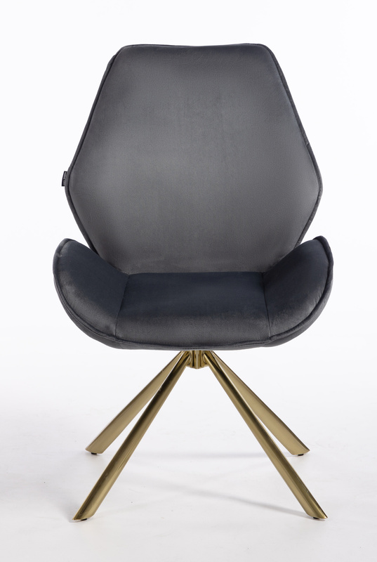 FOTEL HR350 PAJĄK GRAFITOWY WELUR ZŁOTA PODSTAWA