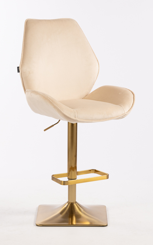 FOTEL HR350KW KREMOWY WELUR ZŁOTA PODSTAWA