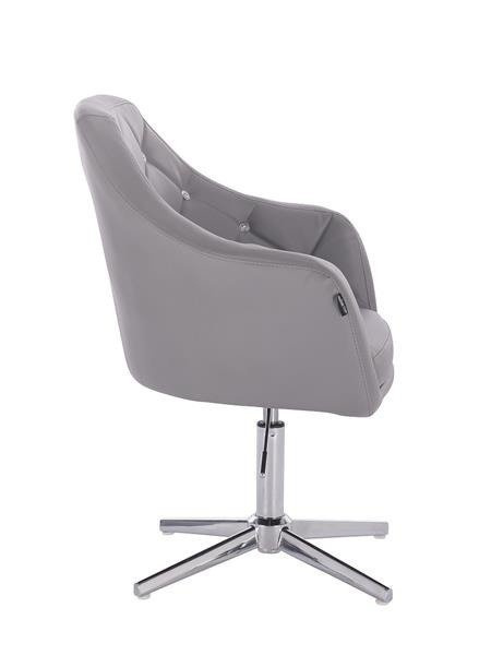FOTEL HR830 SZARA SKÓRA CROSS CHROM