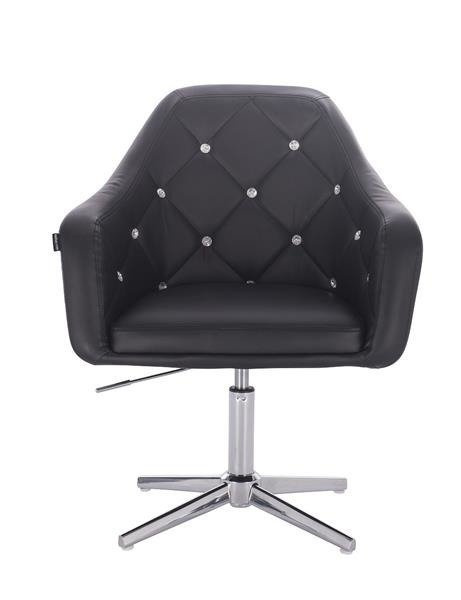 FOTEL HR830 CZARNA SKÓRA CROSS CHROM