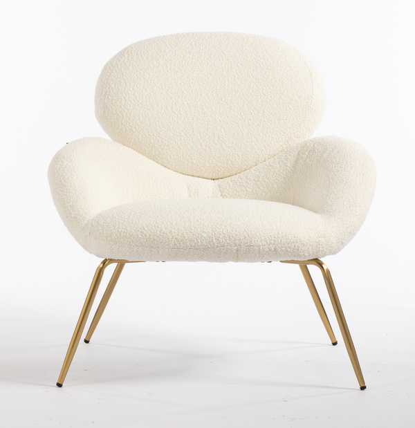 FOTEL HR2045 KREMOWY BARANEK ZŁOTA PODSTAWA