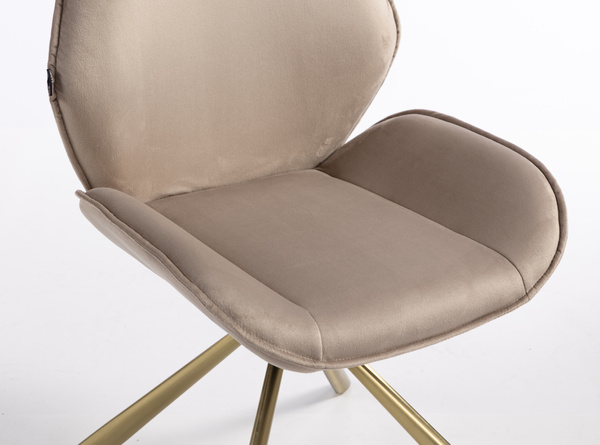 FOTEL HR350 PAJĄK LATTE WELUR ZŁOTA PODSTAWA