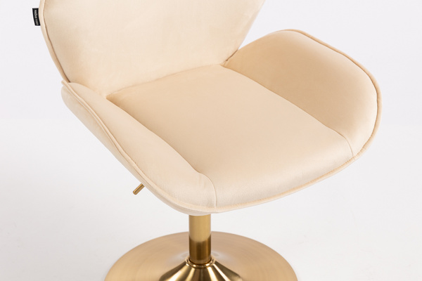 FOTEL HR350N KREMOWY WELUR ZŁOTA PODSTAWA