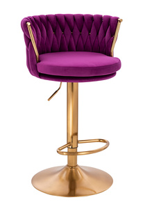 FOTEL HR450W FUKSJA WELUR ZŁOTA PODSTAWA