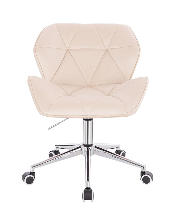 FOTEL HR111K KREMOWY WELUR CHROMOWANA PODSTAWA