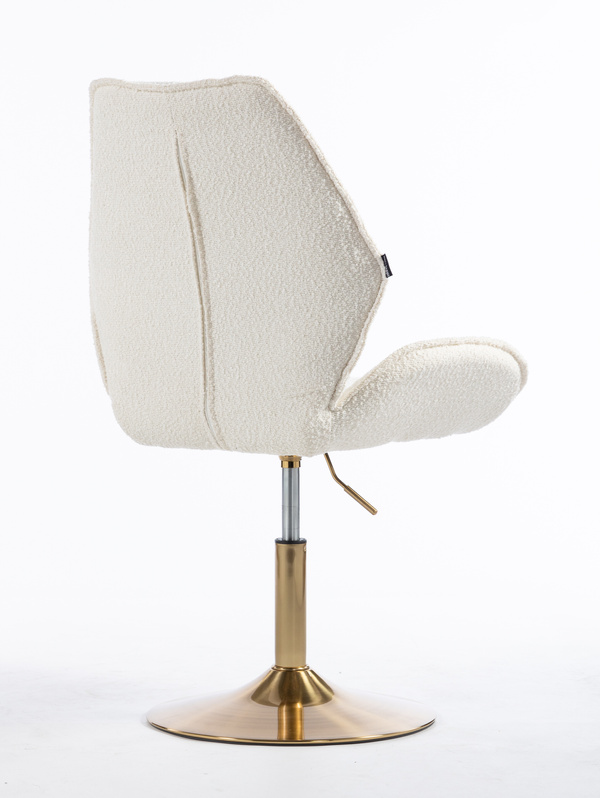 FOTEL HR350N KREMOWY BARANEK ZŁOTA PODSTAWA