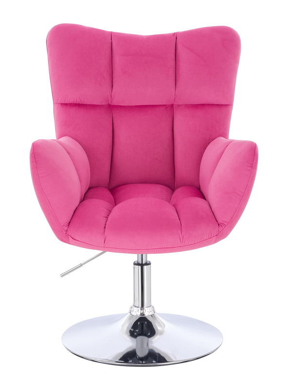 FOTEL HR650N MALINOWY WELUR CHROMOWANA PODSTAWA