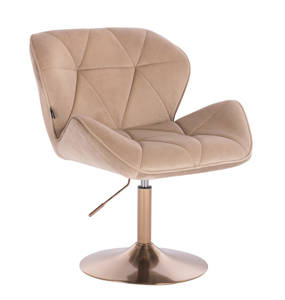 FOTEL HR111N LATTE WELUR ZŁOTA PODSTAWA